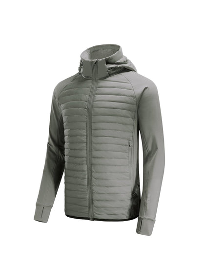 baleaf Men's Running Jacket Lightweight Warm Up Puffer Jacket Hybrid Thermal Hiking Golf Insulated Coat Thumble Hole Olive XL