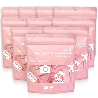 Compressed Towels 300 Count, Disposable Face Towels, Coin Tissues, Portable