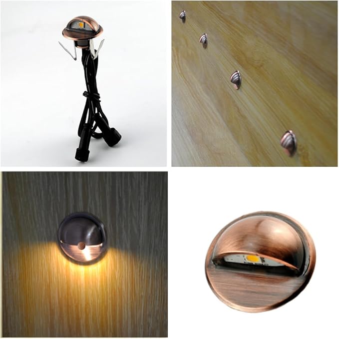 FVTLED 20pcs Low Voltage LED Deck Lights kit Φ1.38 Outdoor Garden Yard Decoration Lamp Recessed Landscape Pathway Step Stair Warm White LED Lighting, Red Bronze