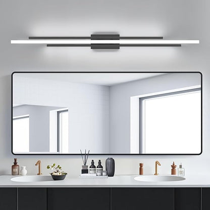 VitaLink 55" Long Black Vanity Light Bathroom Wall Light Fixtures Long Vanity Lights Over Mirror Lighting Lamps Dimmable Bathroom Wall Mount Lighting Over Vanity Mirror