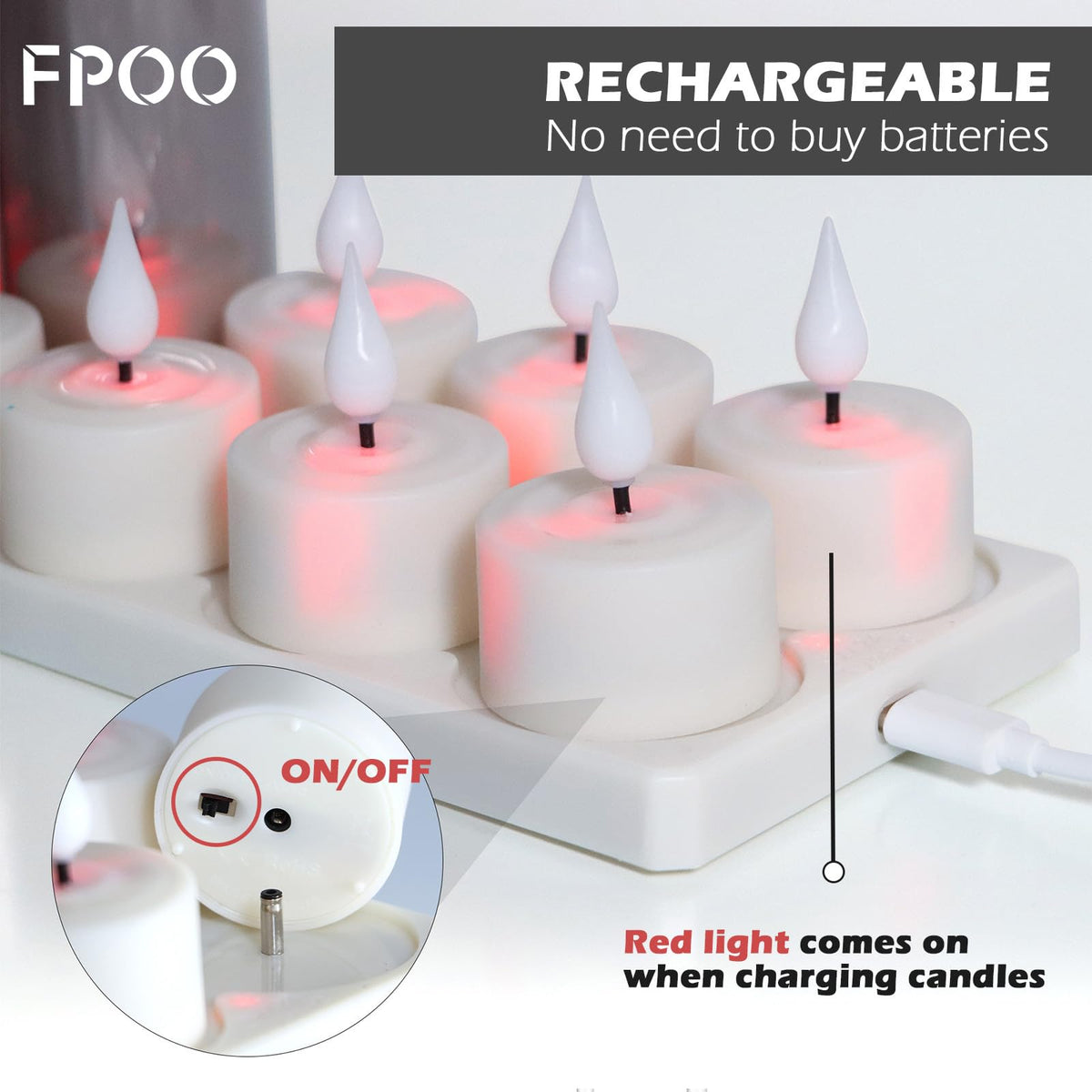 FPOO Rechargeable Tea Lights Candles with Remote Timer, 12 Packs Flameless Flickering led Tea Lights Votive Candles with USB Charging for Home Decor Centerpiece Christmas Wedding (2 inch)