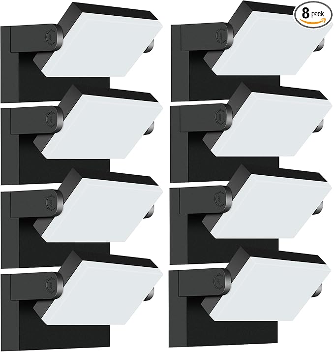 40W Outdoor Flood Light, 5000K 360° Rotating LED Wall Light, IP66 Waterproof Square Exterior Wall Pack Wall Mount Fixture Commercial Security Lighting for Garage House (8 Pack)