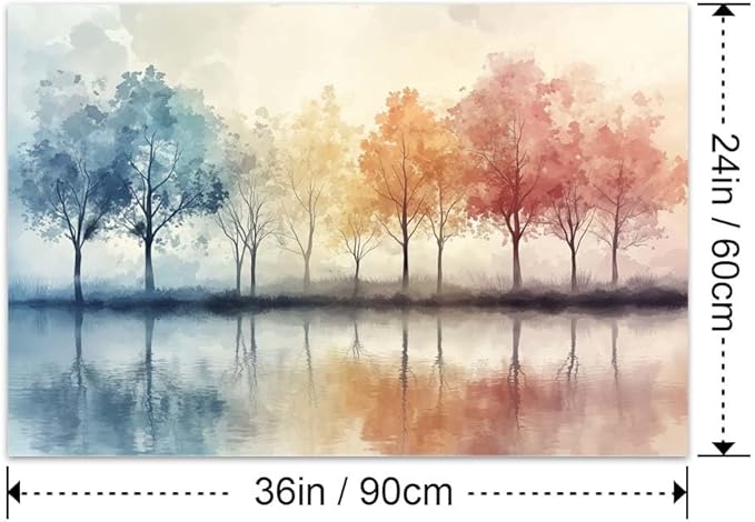 Yesad Trees Pictures, Abstract Wall Art Watercolor Tree Prints Artwork Nature Canvas Painting Landscape Poster Botanical Wall Décor for Living Room Bedroom Office Farmhouse (Unframed,36”x24”, Tree9)