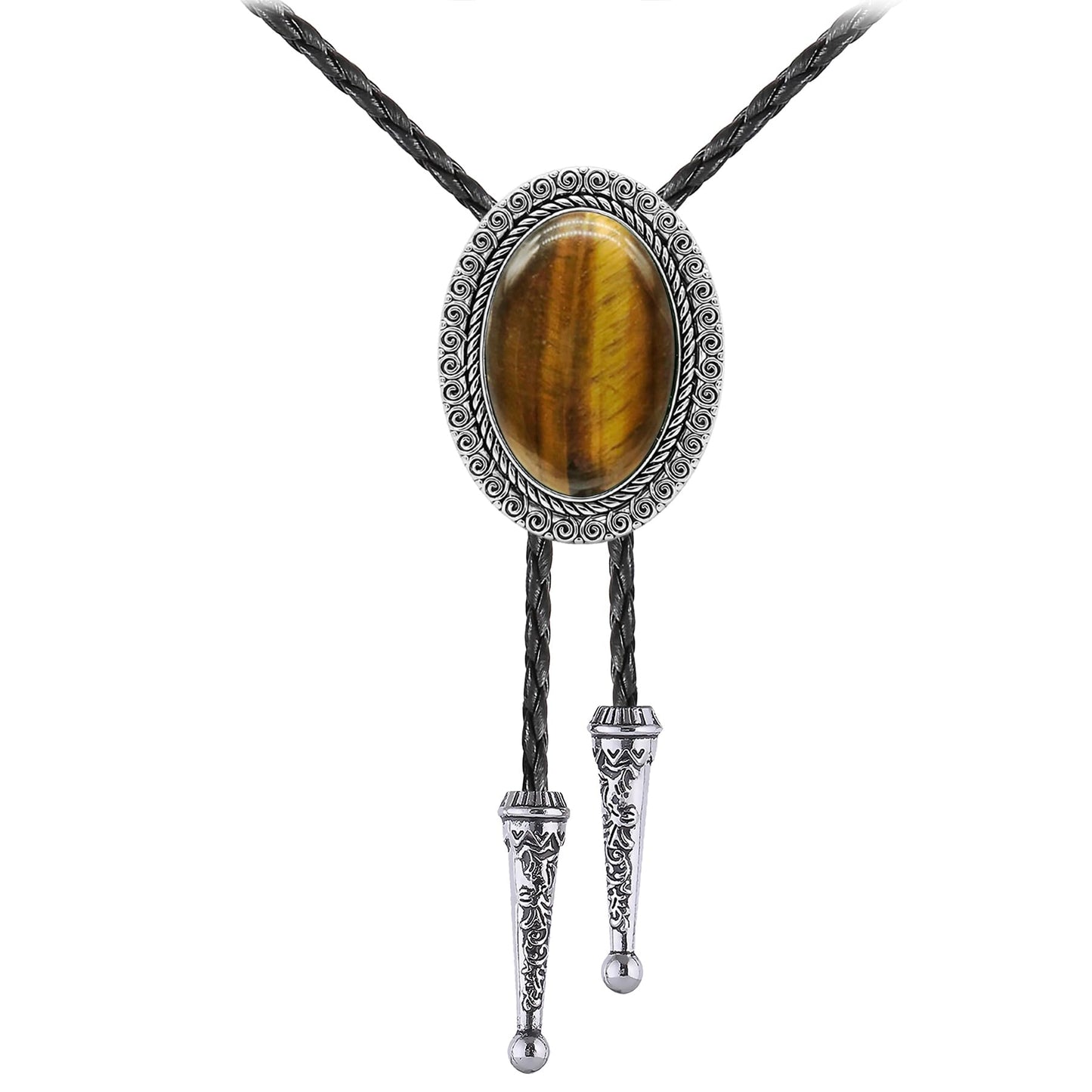 Jeilwiy Bolo Tie Real Stone Tigers Eye Bolo Tie Bolero Ties Men Cowboy Neck Tie Bolo Necklace Cowboy Necktie Mens Bolo Ties Western