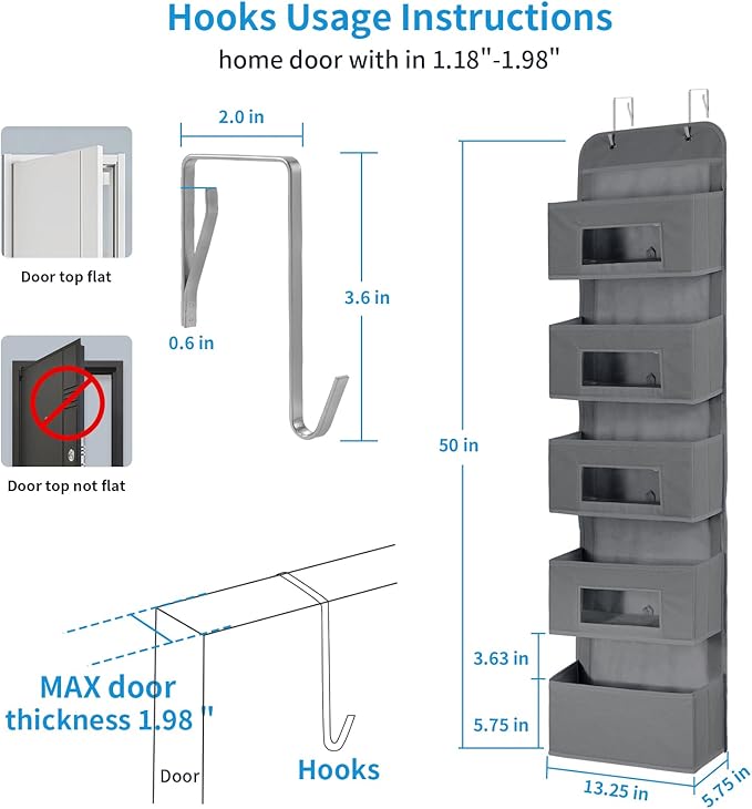 MAX Houser 5-Shelf Over The Door Hanging Organizer