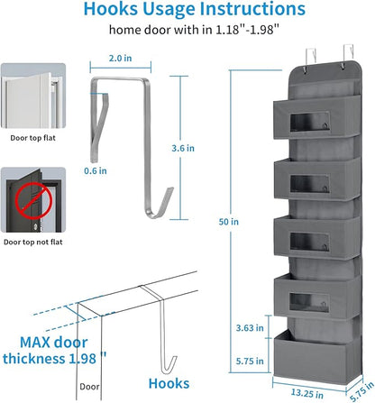 MAX Houser 5-Shelf Over The Door Hanging Organizer