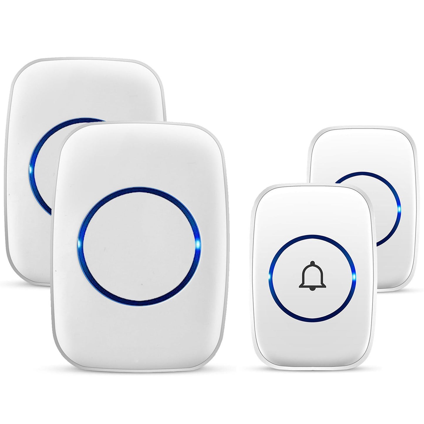 Wireless Doorbell, Waterproof Door Bell Kit, Distinguish Front and Rear Doors, Over 1000 feet Range and 60 Chime, 5 Levels Volume and LED Flash, for Home Office Classroom