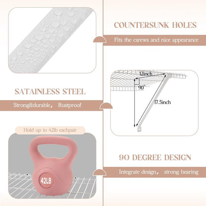Innconee 12 Pcs Support Brackets for 12in Wide Shelving Wire Wire Shelf Brackets Closet Rod Bracket Closet Support Bracket with Anchors and Pins for Installation Wires Shelving Supports Closets