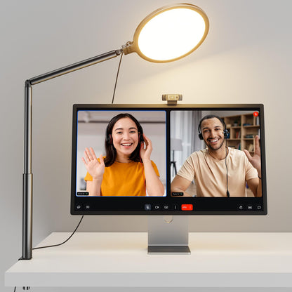 Weilisi 10.2" Desk Ring Light with Stand for Video Call, Ring Light for Desk with Clamp, 360° Rotate & Flexible Height Desk Light, Adjust Arm Desk Lamp for Home Office, Podcast, Gaming, Recording