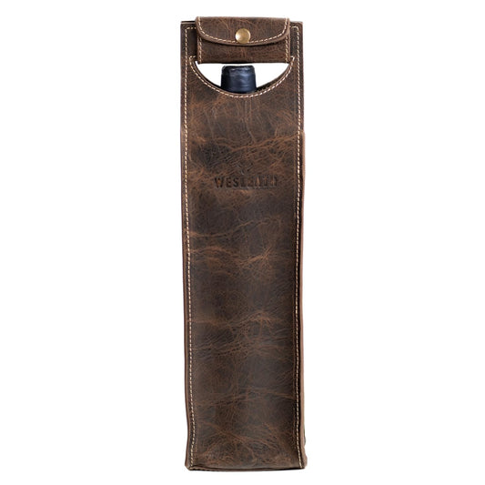 Leather Tote Wine Carrier Bag | Premium Quality Single Bottle Carry with Strong Handles, Full Grain Leather & Metal Buckle - Protective Carrier for Picnic, Wine Champagne Gift Bag in Chocolate
