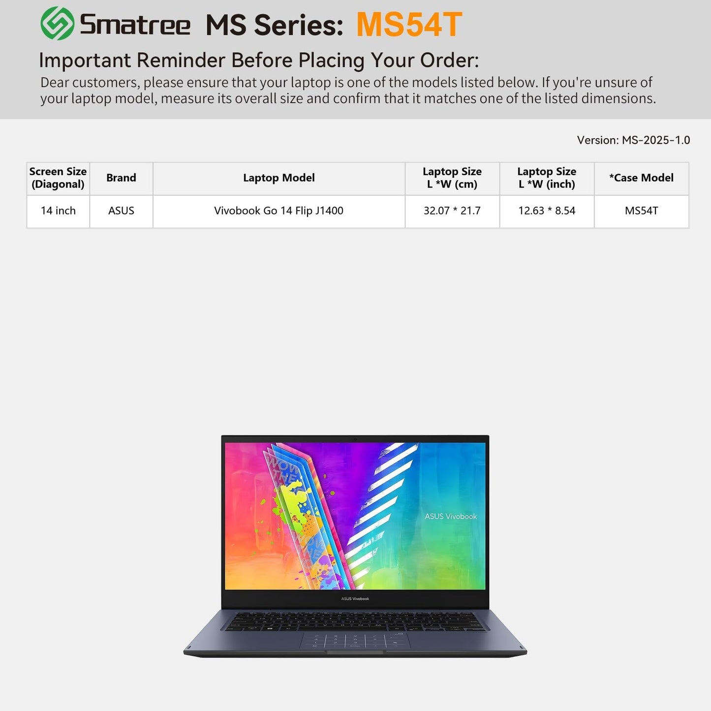 Smatree MS54T Hard EVA Protective Sleeve Case with Stand Compatible for 14 inch ASUS Vivobook 14 Notebook Bag