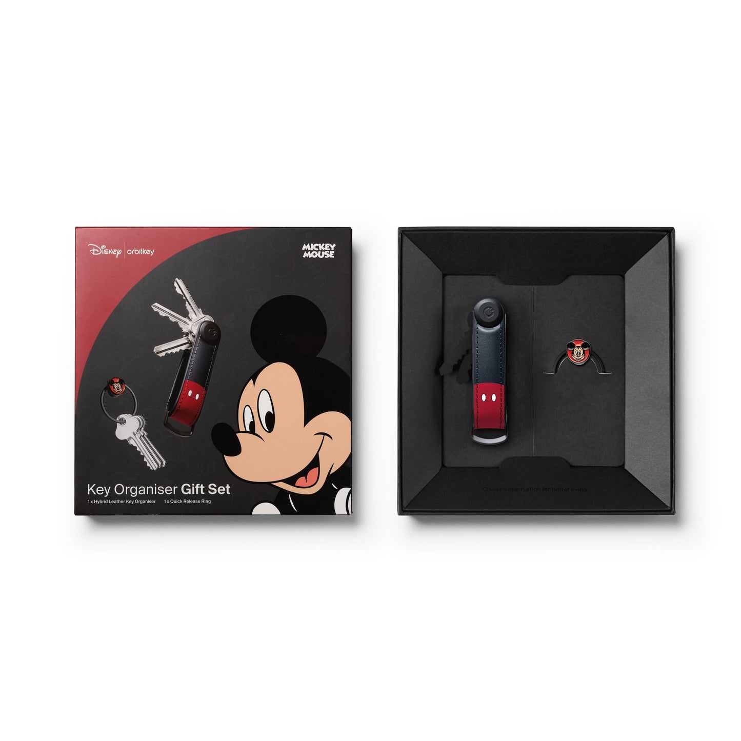 orbitkey Disney Mickey Mouse Hybrid Leather Key Organiser + Ring v2 Kit