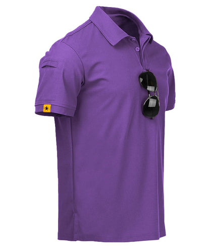 ZITY Mens Polo Shirt Short Sleeve Sports Tactical T-Shirt Athletic Golf Polos Daily Casual Stylish Collared Shirts for Men Violet 5X-Large