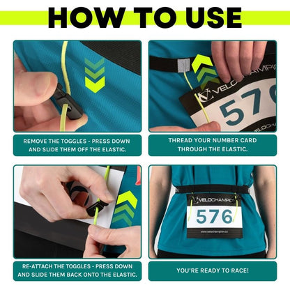 VeloChampion Lightweight Running Belt Waist Pack for Men Women - Elasticated Stretch Fit Race Number Holder - No Pins - 3 Sizes - Run. Triathlon. Cycle. Marathon. Jogging (1, Medium)