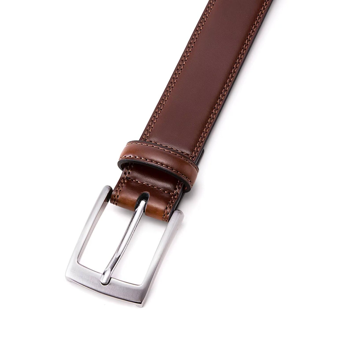 MILORDE Men's Genuine Leather Dress Belt, Handmade, Designs for Work Business and Casual (Size 30 (Waist 28), Burnt Umber)