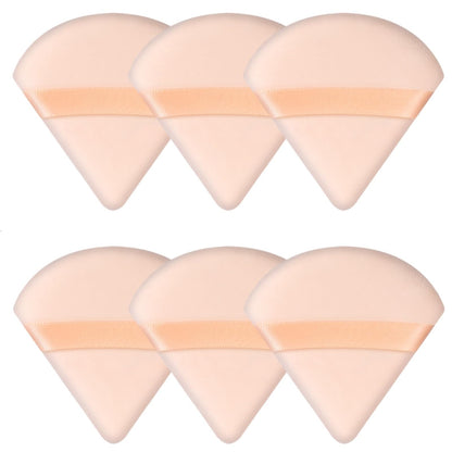 Pimoys 6 Pieces Powder Puff Face Makeup Sponge Soft Velour Triangle Powder Puffs Beauty Sponge Stocking Stuffers for Loose Powder (Black, Pink)