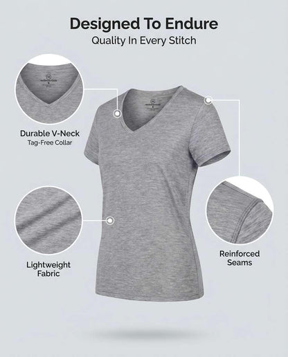 Real Essentials 5 Pack: Women's Dry-Fit Short Sleeve V Neck T Shirt Workout Fitness Yoga Top Tee (Available in Plus Size), Set 10, 3X
