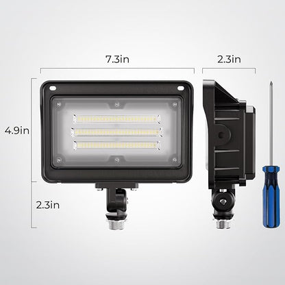 CINOTON Dusk to Dawn LED Flood Light Outdoor 50W, 7000LM IP65 Waterproof Security Wall Light Fixture with 180°Knuckle for Warehouse Patio Porch Garage 5000K Daylight AC100-277V