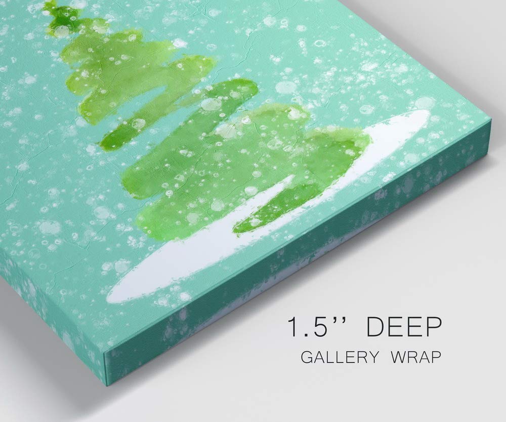 Renditions Gallery Abstract Christmas Tree Wall Art, Cute Winter Artwork, Festive Green Holiday Decor, Premium Gallery Wrapped Canvas, Ready to Hang, 16 in H x 16 in W, Made in America