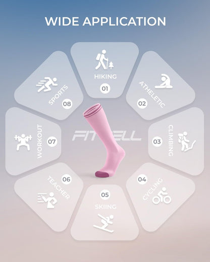 FITRELL 4 Pairs Compression Socks for Women & Men, 15-20mmHg Circulation Support for Athletic Travel Daily Wear, Pink+Blue+Purple+White, Small-Medium