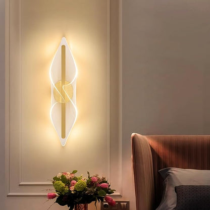 Gold Wall Lights 22.4In Acrylic Wall Sconce with Remote Control LED Dimmable Sconces Wall Lighting for Living Room Hallway Bathroom Bedroom Stairs