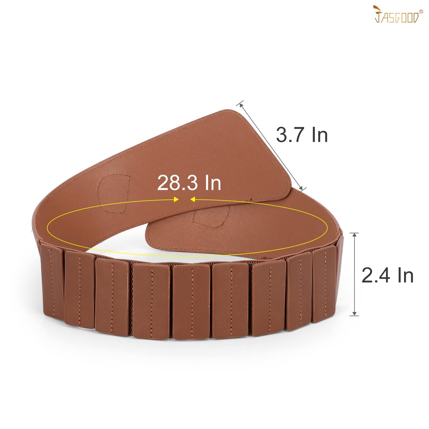 JASGOOD Women's Fashion Vintage Wide Elastic Stretch Waist Belt with Gold Interlock Buckle Halloween Belt (Brown,Suit Waist 30-35 Inch)