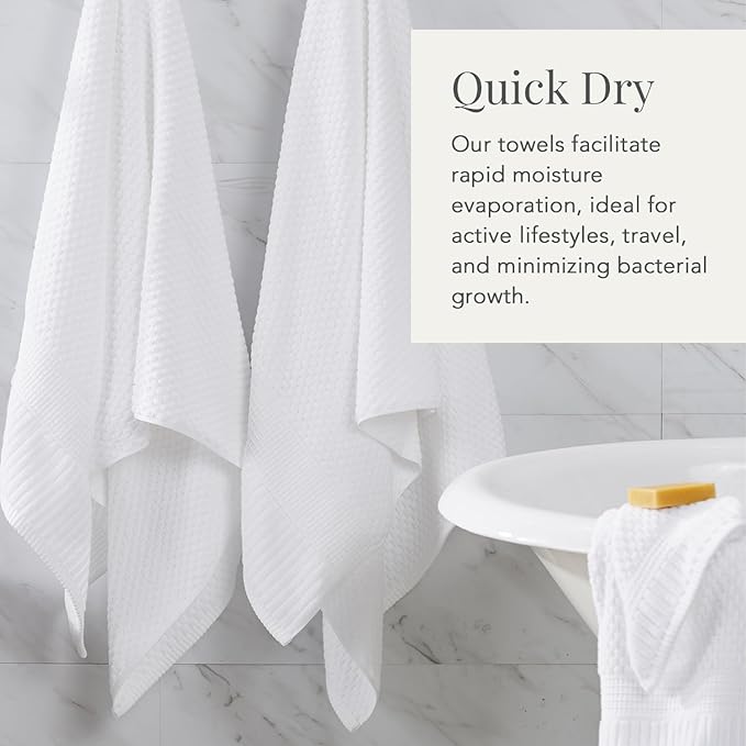 NY Loft 100% Cotton 6 Piece Bath Towel Set | White Towels | Oeko-TEX® Standard