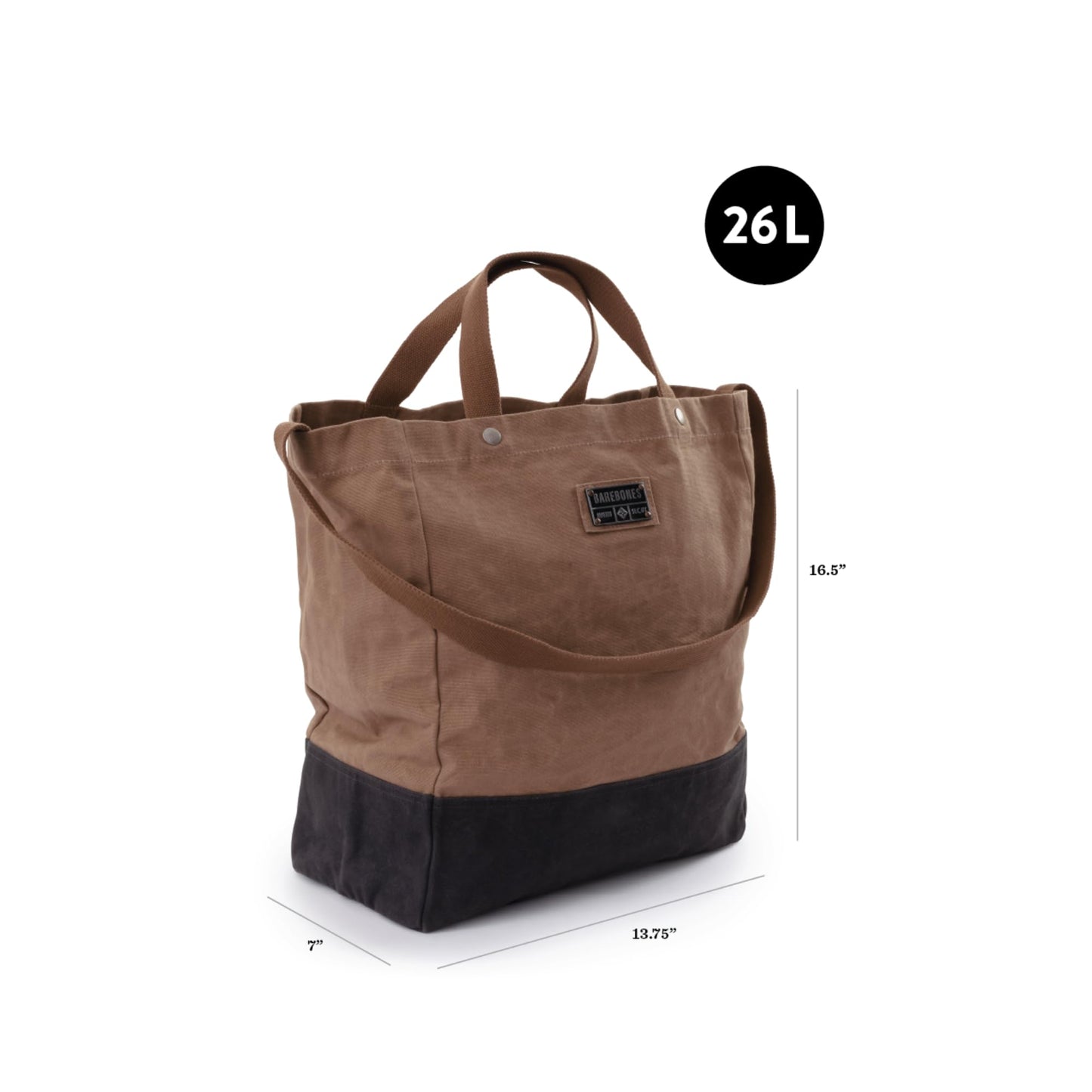 Barebones Neelum 16L Market Tote Bag - Reusable Grocery Bag - Canvas Tote Bag for Shopping (Khaki)