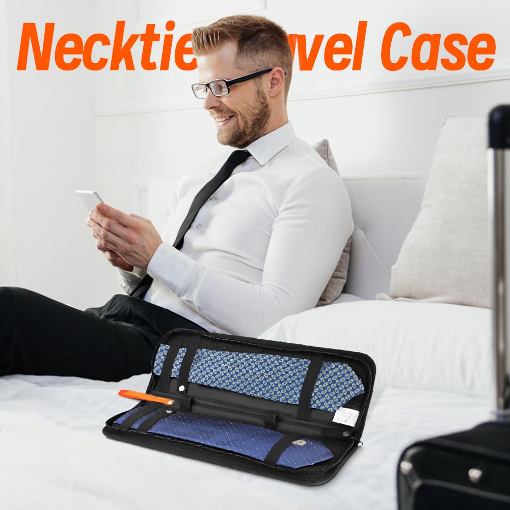 Travel Tie Case - Men's Necktie Gift Box, Rectangle Shape, Anti-Wrinkle Storage for Business, Bow Tie Packaging