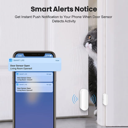 WiFi Door Sensor: Smart Door Open/Closed Detectors, Wireless Window Sensor with App Notification Alert, Contact Sensor for Home Security, Compatible with Alexa Google Assistant (1pack)