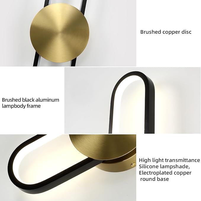 JAYMP Modern Wall Sconce Dimmable LED Wall Light Fixture, Hardwired Wall Lamp for Living Room, Dining Room, Bedroom, Hallway, Lobby, Entryway (Brushed Black, H56cm/22inch)