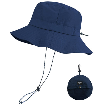 PFFY Packable Sun Bucket Hat for Men UV Protection Sun Hats Waterproof Lightweight Hiking Outdoor Cap Blue (More Loose)