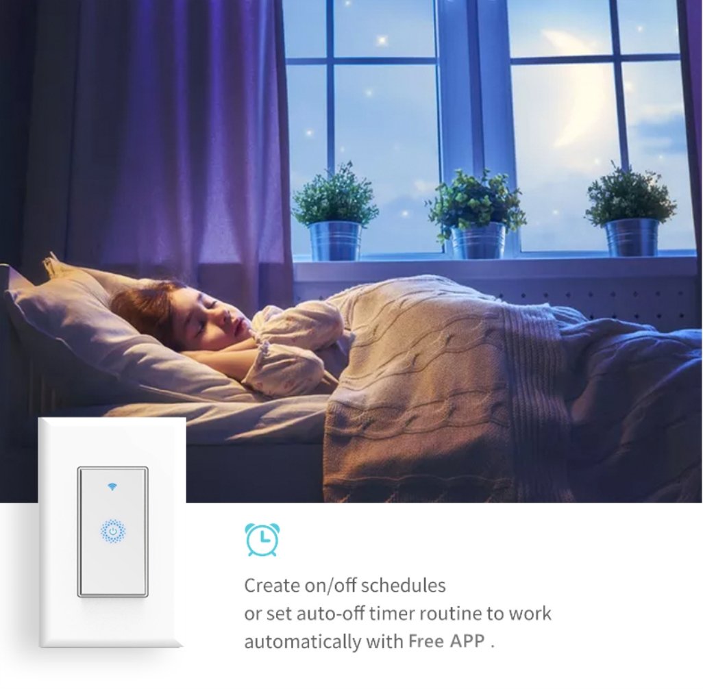 Nexete Smart Wi-Fi Double Light Switch, 2 in1 Single Pole Switch Compatible with Alexa Google Assistant & IFTTT,Remote Control, Timing Function No Hub Required (1-Pack Double)