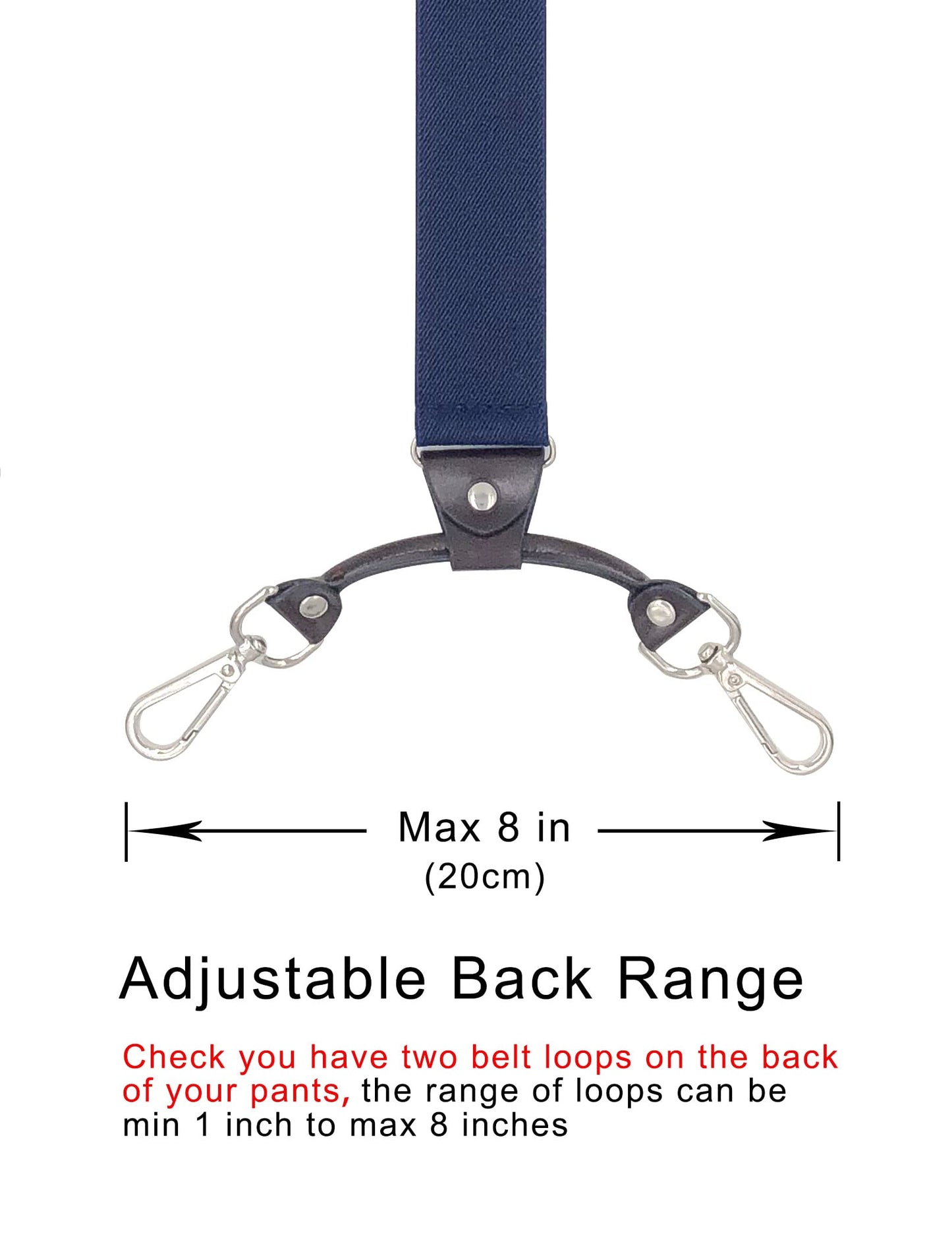 Ausukler Men's Suspenders with Swivel Hooks and Adjustable Braces, Suitable for Heavy Duty, Big and Tall, Black (Navy Blue)