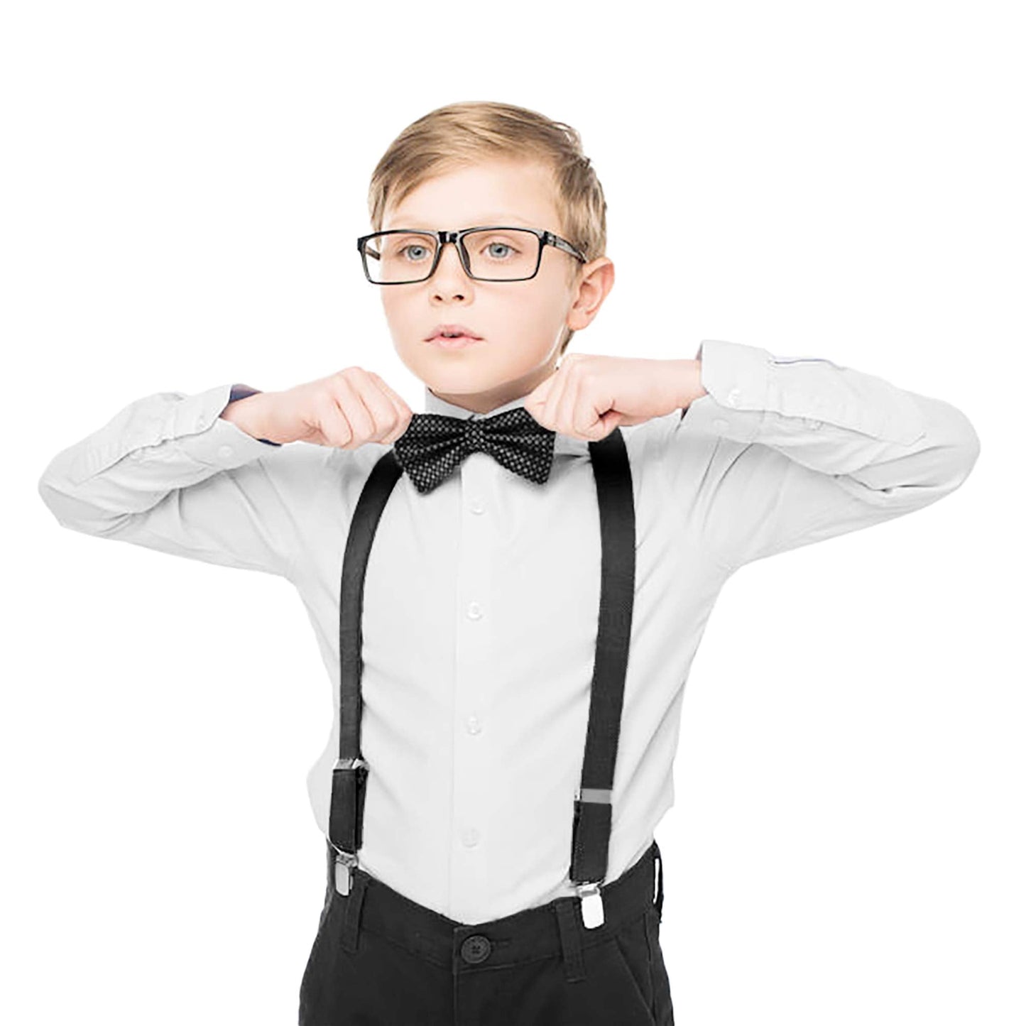Moulen 1 Inch Durable Suspenders for 3Y-9Y Kids Boys Girls, Charcoal-Gray, 26 Inch