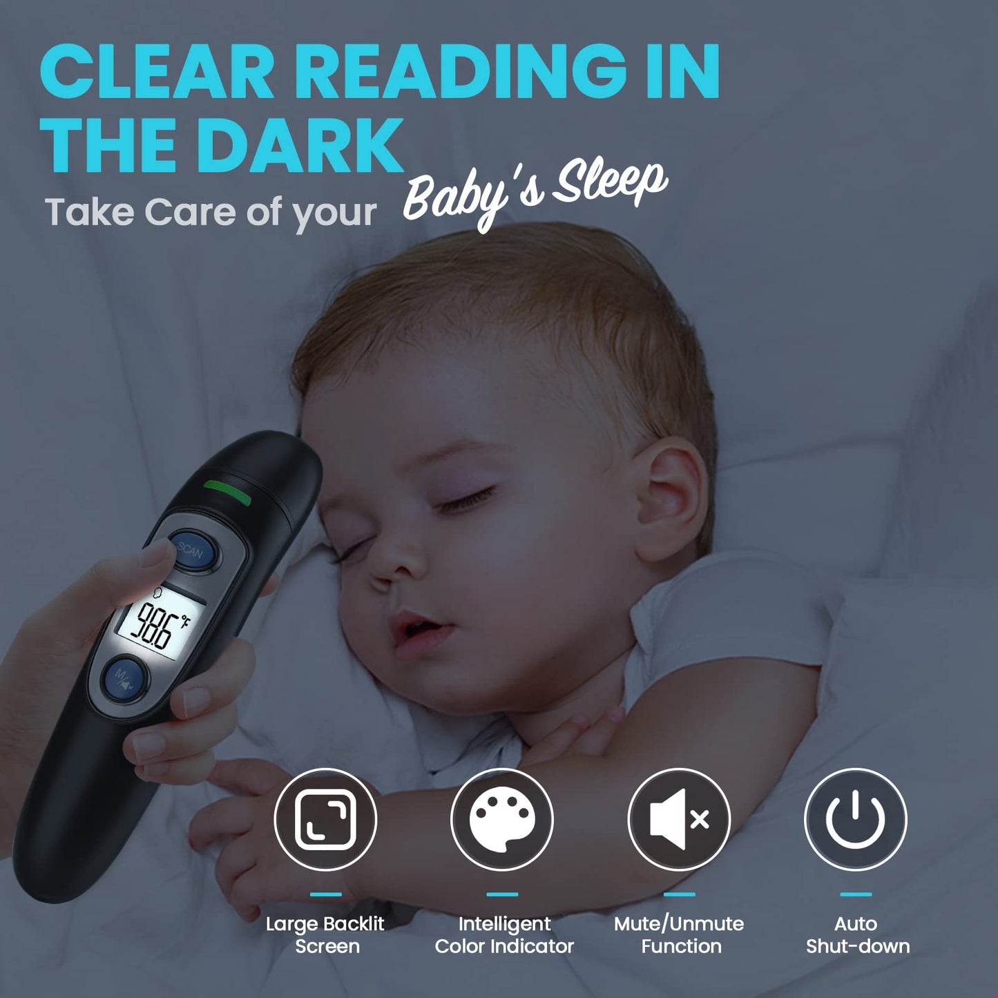 Ear Thermometer for Adults and Kids, Digital Accurate Ear and Forehead Thermometer with Fever Alarm, 1 Second Fast Result, Easy to use, 2 in 1 Mode