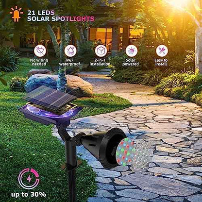 Solar Spotlights Outdoor Color Changing, 180¡ÆAdjustable Flag Pole Lights, IP67 Garden Lights Solar Powered Waterproof, Wall Lights for Garden Pool Area Pond, Landscape Solar Light for Yard