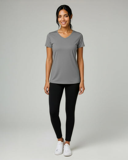 Real Essentials 5 Pack: Women's Dry-Fit Short Sleeve V Neck T Shirt Workout Fitness Yoga Top Tee (Available in Plus Size), Set 10, 3X