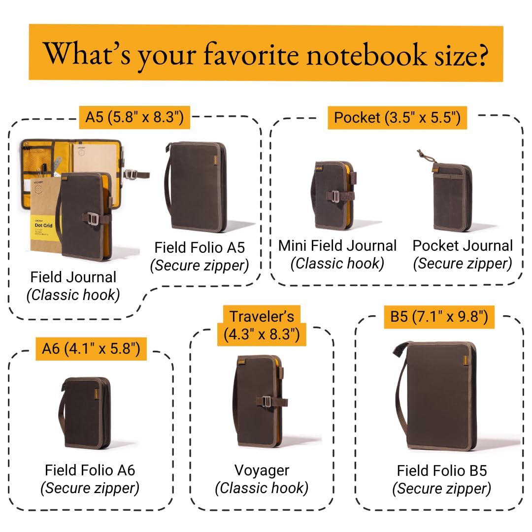 LOCHBY® Field Journal | Planner Cover | Water Resistant Waxed Canvas | Pen Loop | Included Tomoe River Notebook | Perfect for Travel, Art, Bullet Journal