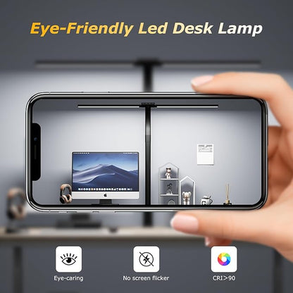 Desk lamp,LED Desk Lamps for Home Office,Eye-Care Architect Lamp for Desk with Clamp,Dual Screen Computer Monitor Gooseneck Smart Light:24W100 Lighting Models Adjustable Table Lamp for Study Drafting