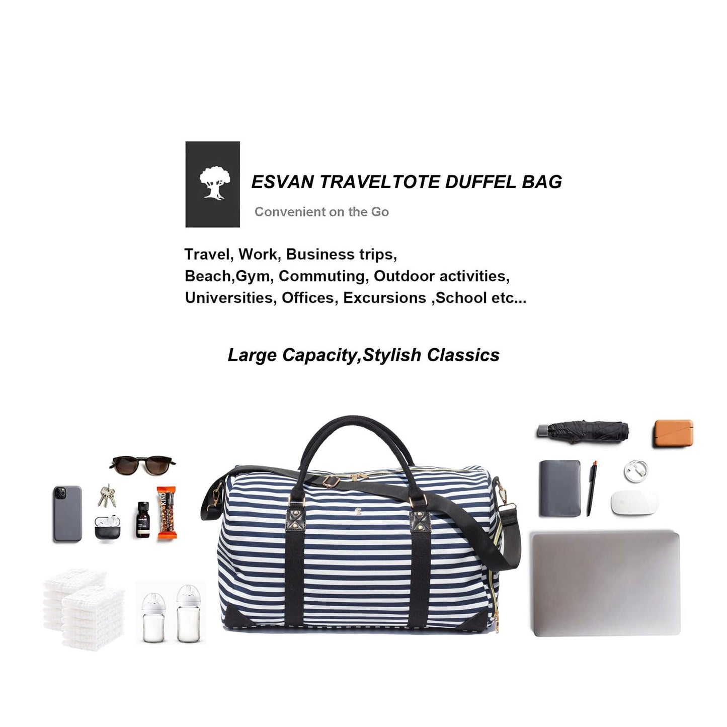 Travel Duffle Bag, Weekender Bag for Women with Shoe Compartment, Carry on Overnight Bag Gym Duffel Bag, Mommy Hospital Bags