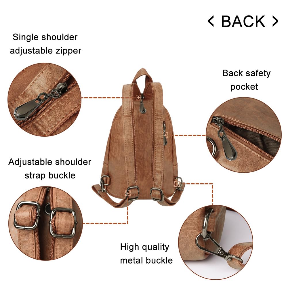 Small Backpack Purse for Women Fashion PU Leather Backpack Convertible Ladies Sling Bag