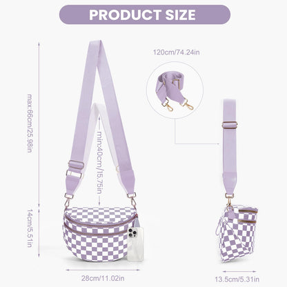 Checkered Crossbody Bum Bags for Women Nylon Checkered Purse Checkerboard Fanny Pack