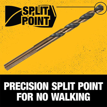 DEWALT Drill Bit Set, 3-Flats Shank,14-Piece, 135 Degree Split Point, for Plastic, Wood and Metal (DWA1184)