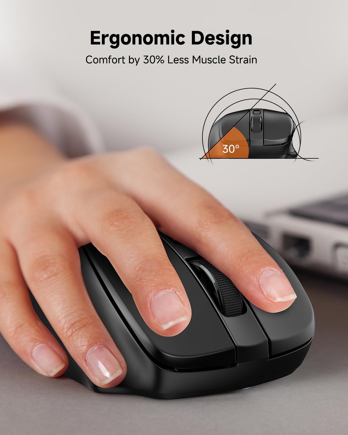 Redragon BM-4092 Wireless Mouse, 5 Level 4000DPI, 18 Months Battery, 2.4GHz Cordless, Portable Optical Computer Mouse for Laptop, PC, Chromebook, Windows, Mac, for Small Hand