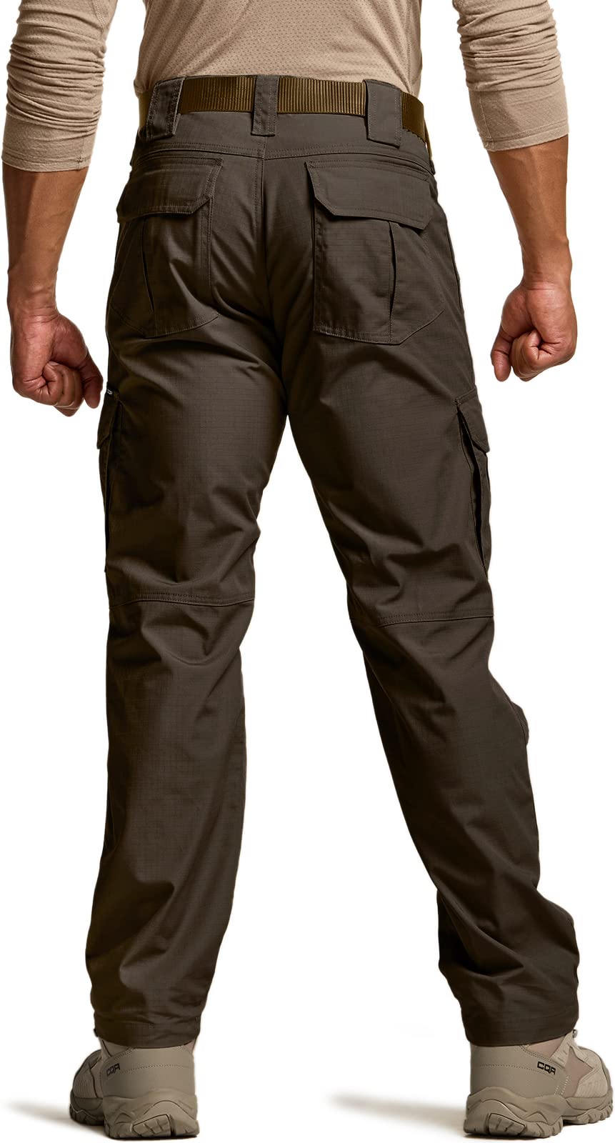 CQR Men's Tactical Pants, Water Resistant Ripstop Cargo Pants, Lightweight EDC Work Hiking Pants, Outdoor Apparel, Duratex Mag Pocket Dark Brown, 28W x 30L