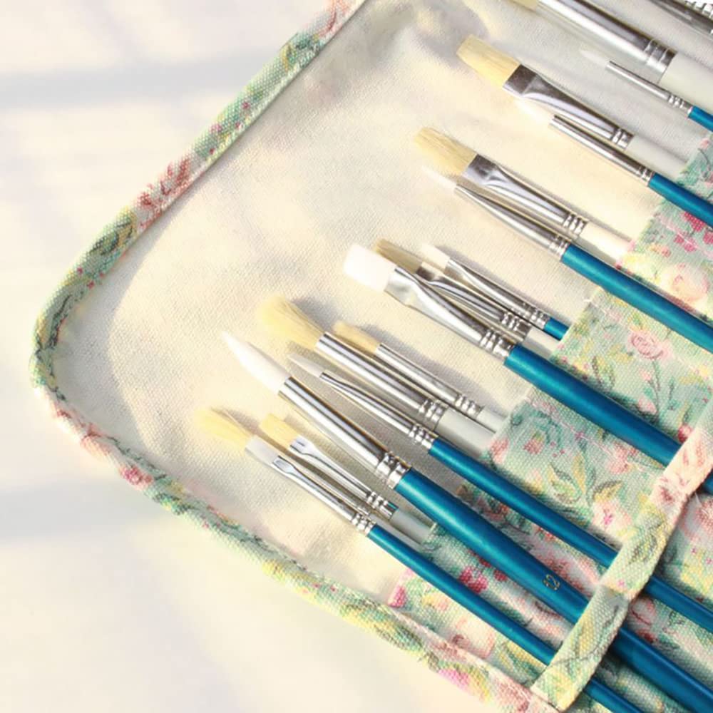 Funny live Paint Brush Holder Art Supplies, Artist Brush Holder & Storage Organizer Roll-Up Case Bag, Protect Acrylic Oil Watercolor Paintbrushes (Pink Rose 20 Slot Pockets)