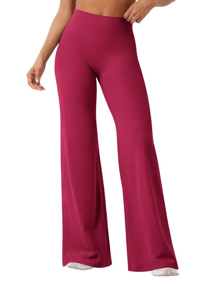 YEOREO Workout Leggings Womens No Front Seam Straight Leggings 33" High Waist Buttery Eddiy Gym Yoga Pants Ruby Red XL