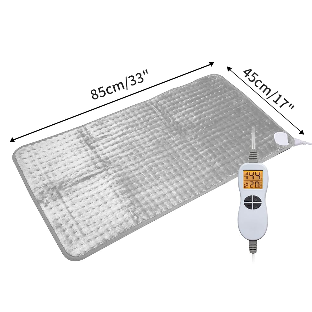 Ambershine 17''x33'' XXXL King Size Heating Pad with 12 Temperature Settings & 4 Auto-Off Countdown Timers, Pain Relief for Back/Neck/Shoulders/Abdomen/Legs, Christmas Gifts for mom dad (Dark Gray)