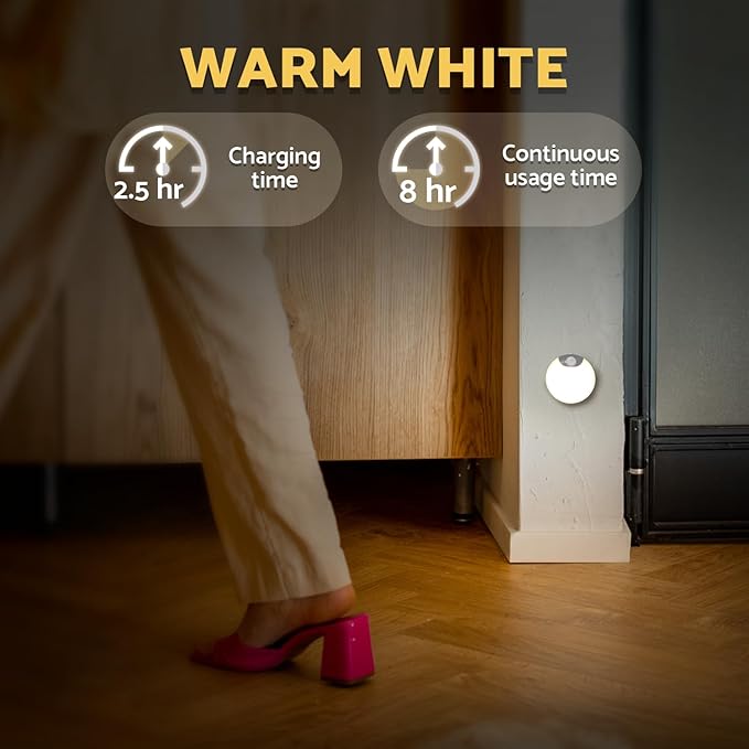 Motion Sensor Night Light Rechargeable 2-Pack, Battery Operated Hallway Lights, Stair Lights Motion Sensor Indoor, Magnetic, Dimmable, Motion Light for Stairs, Bathroom, Hall, Cruise